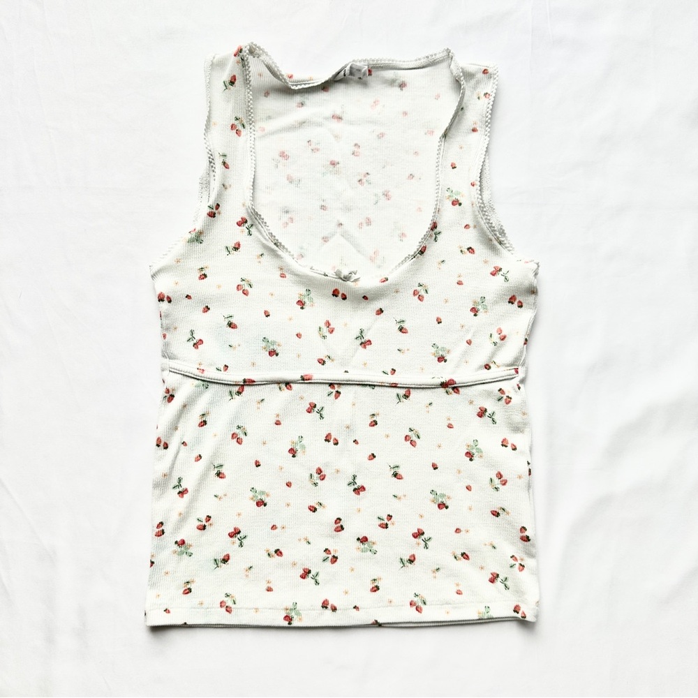 Cotton On Fruit Scoop Neck Tank Top Cottagecore Preppy Boho 🍓 Size Extra Small